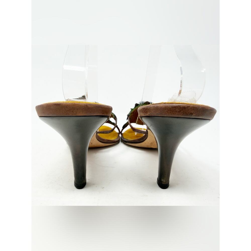 Vintage Giuseppe Zanotti Jeweled Floral Slide Sandal Heels Womens Size EU 39 - Picture 4 of 11